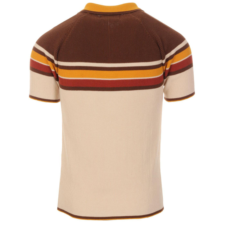 RETRO 70S STRIPE ZIP NECK POLO SHIRT