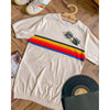 RETRO RAINBOW CHEST STRIPE KNITTED TEE (ECRU)