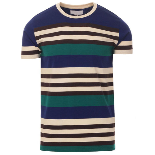 MEN'S RETRO 70S STRIPED T-SHIRT IN BEACON BLUE