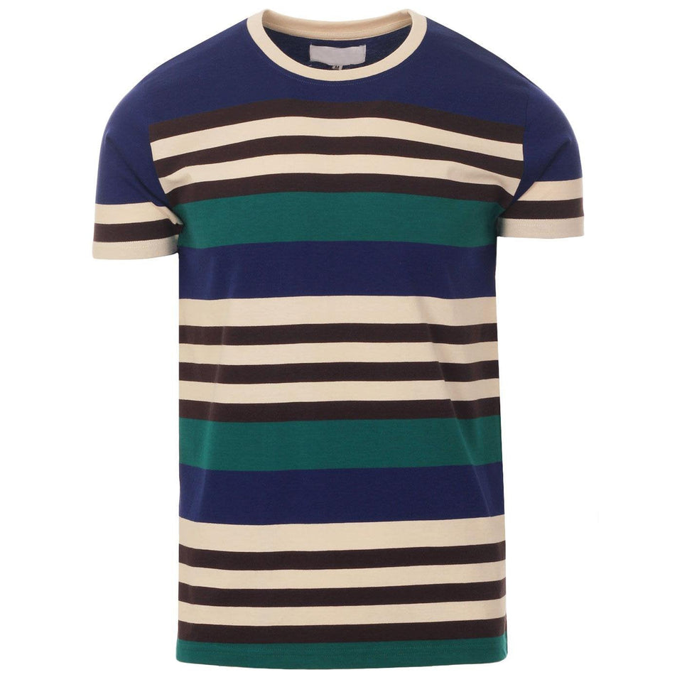MEN'S RETRO 70S STRIPED T-SHIRT IN BEACON BLUE