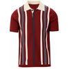 1960S STRIPE KNITTED POLO SHIRT WINE