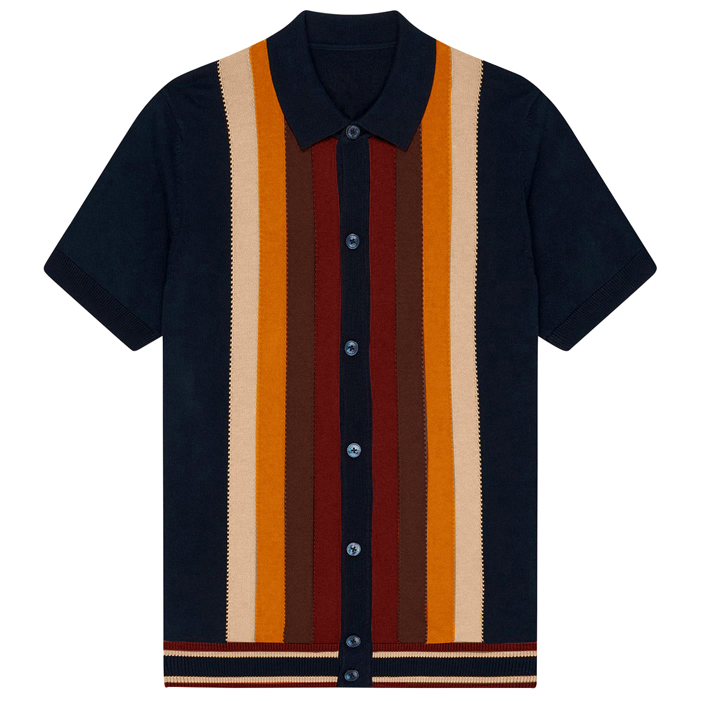 RETRO 60S GRADIENT POLO CARDIGAN ORANGE Mymodstyle