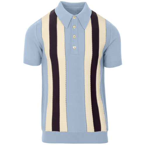 STRIPE KNIT POLO BLUE