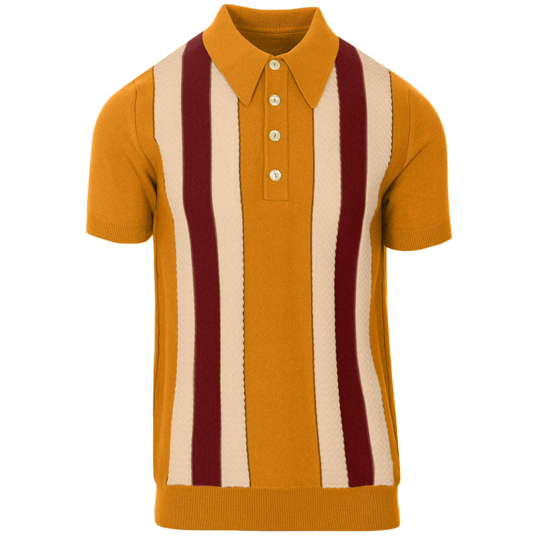 RED WINE STRIPE KNIT POLO