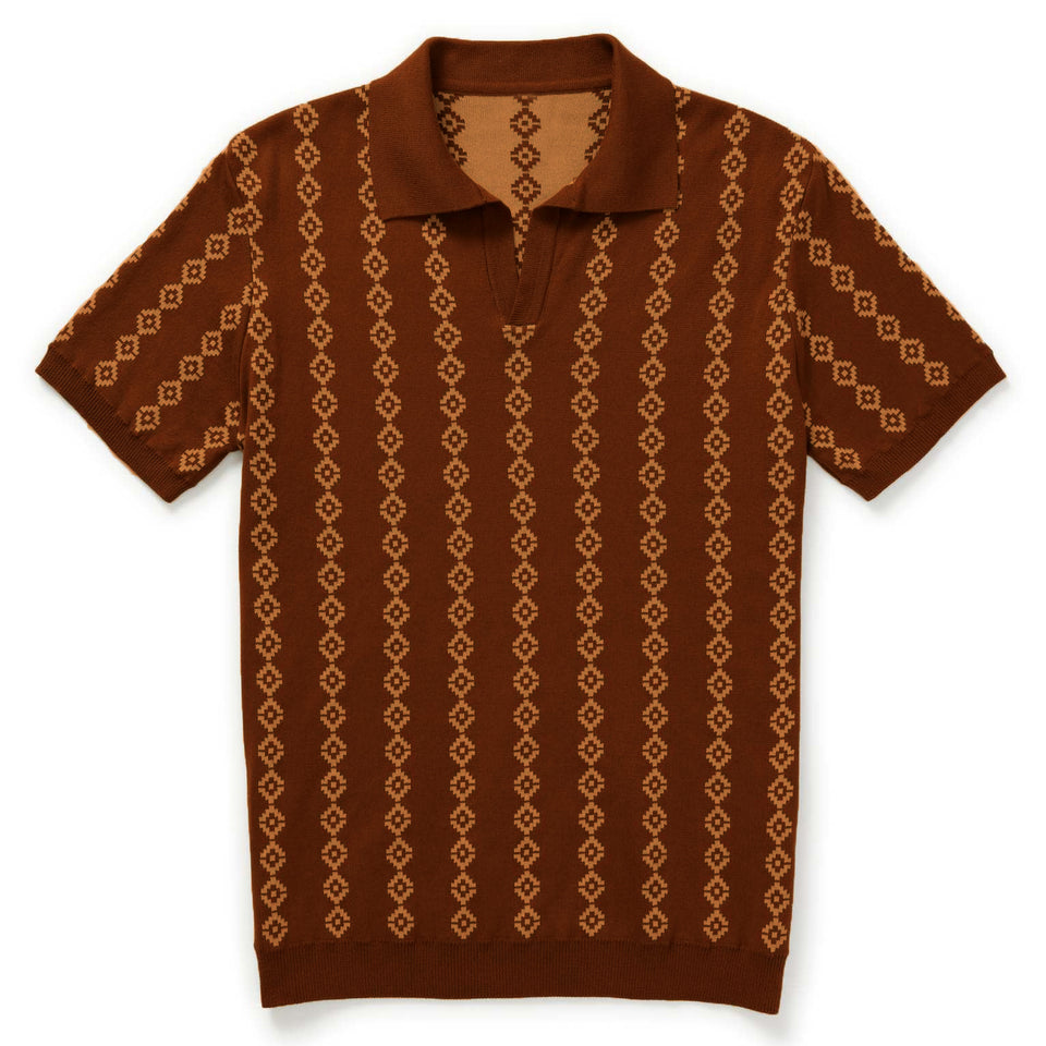 70S DARK BROWN KNIT POLO SHIRTS