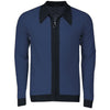 Dark Blue 1960s Mod Style Zip Knitted Long Sleeve Cardigan